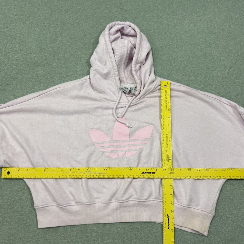 Adidas Hoodie Womens Medium Pink Crop Top - Picture 4 of 5